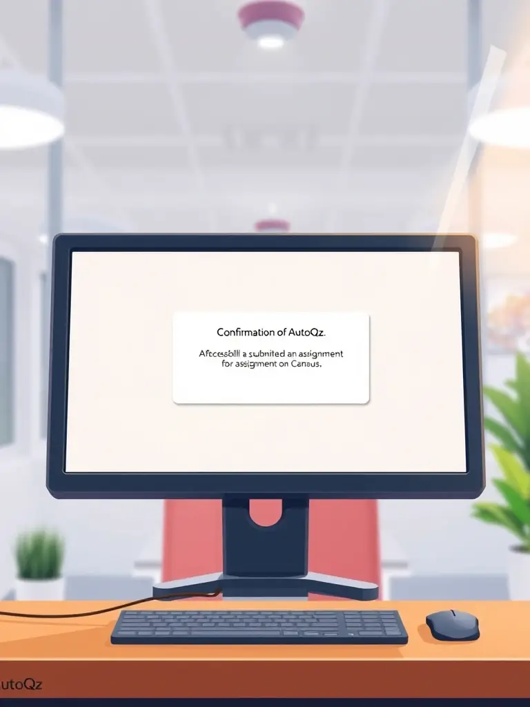 A screenshot of the confirmation message after AutoQz successfully submits the assignment on Canvas.