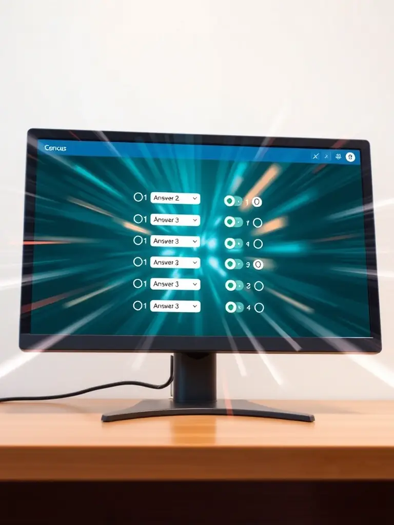 A screenshot showing AutoQz automatically filling in answers on a Canvas quiz. The focus should be on the speed and accuracy of the automated process.