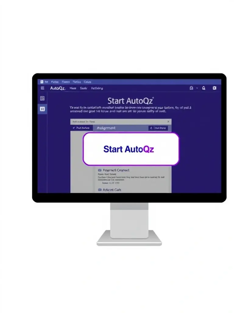 A screenshot of the AutoQz interface within Canvas, highlighting the 'Start AutoQz' button on an assignment page. The screenshot should be clear and easy to understand, with the button prominently displayed.